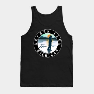 Archer Lake Ice Fishing Michigan Sunset Tank Top